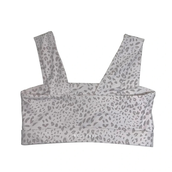 All Fenix Cream & Gray Cheetah Print Wide Strap Sports Bra Medium Women’s - Picture 4 of 8